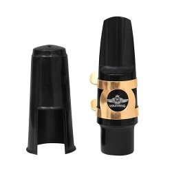 Waxwing Alto Saxophone Mouthpiece with Cap, Black and Gold